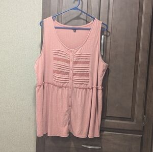 Torrid Size 2. Women's  Sleeveless Top. Baby Doll Style. Textured. Apricot Hue.